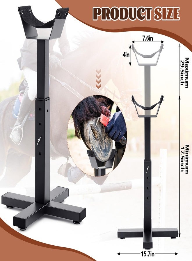 Abbylike Adjustable Farrier Stand Metal Blacksmith Farrier Horse Hoof Stand with 5 Adjustable Heights Cross Base Horse Hoof Trimming Tools for Equine Barefoot Trimming Shoeing Veterinary Care, Black - Image 3
